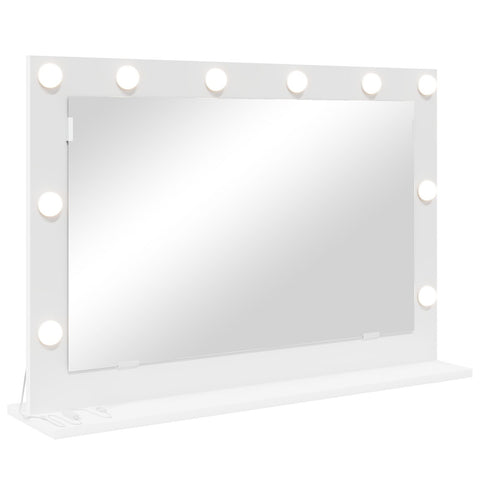 Specchio da toeletta con luci LED Bianco 80x55x18 cm