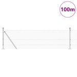 Recinzione in Rete Saldata con 13 Pali Flangiati Grigio 0.6x100 m Acciaio