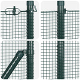 Recinzione in Rete Saldato con 13 Pali Flangiati Verde 0.4x50 m Acciaio