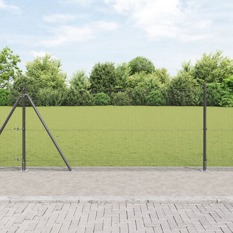 Recinzione in Filo Saldato con 13 Post Flangiati Grigio 1x100 m Acciaio