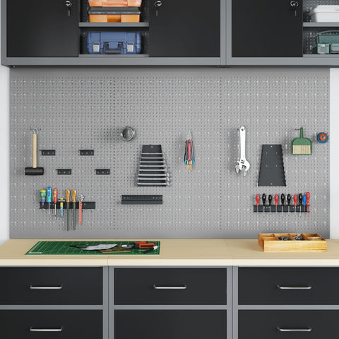 Pannelli Appesi 3 pz con 15 Accessori Grigio 50x80 cm Acciaio