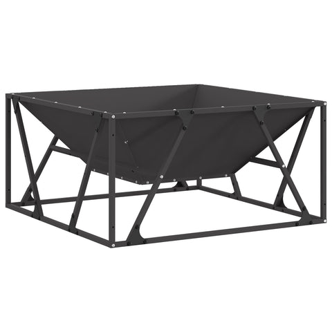 Braciere Quadrato Nero 80x80x40 cm Acciaio