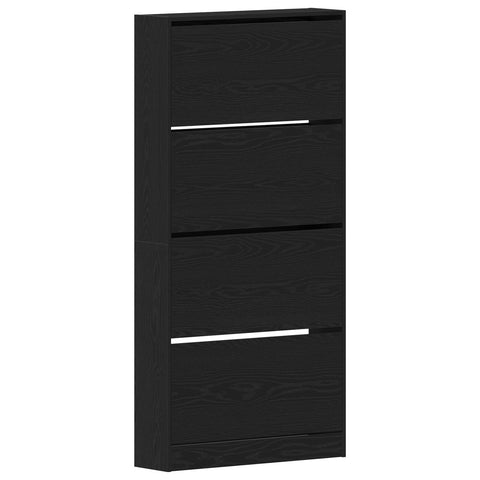Armadio per Scarpe Rovere nero Legno ingegnerizzato