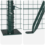 Recinzione in Filo Saldato con 7 Pali Flangiati Verde 0.4x10 m Acciaio