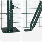 Recinzione in Filo Saldato con 7 Pali Flangiati Verde 0.4x10 m Acciaio