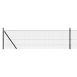Recinzione in Rete Saldata con 13 Pali Flangiati Grigio 0.6x100 m Acciaio