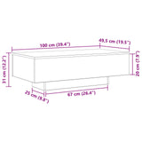 Tavolino da caffè Nero Rovere 100x30x36,5 cm Legno ingegnerizzato