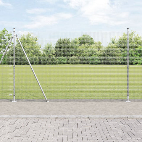 Recinzione in Filo Saldato con 13 Pali Flangiati 1.5x50 m Acciaio Zincato