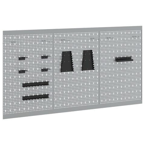 Pannelli Appesi 3 pz con 15 Accessori Grigio 50x80 cm Acciaio