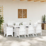 Set Pranzo Giardino 9 Pezzi con Cuscini Bianco Polyrattan