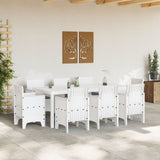 Set Pranzo Giardino 9 Pezzi con Cuscini Bianco Polyrattan
