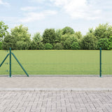 Recinzione in Rete Saldato con 13 Pali Flangiati Verde 0.4x50 m Acciaio