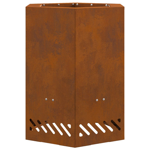 Braciere Senza Fumi Esagonale 38x38x51 cm Acciaio Invecchiato