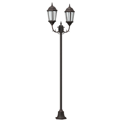 Lampione da Giardino 2-Lampade E27 Bronzo 220 cm Alluminio