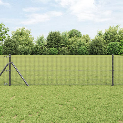 Set di Pali per Recinzione Set di 2 Grigio Plastica, Metallo