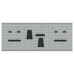 Pegboard 3 pezzi con 15 accessori Grigio 50x60 cm Acciaio