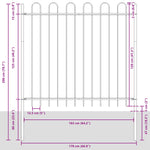 Recinzione da Giardino con Parte Superiore ad Arco Grigia 13,6x1,5 m in Acciaio