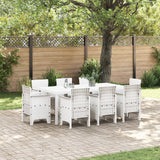 Set Pranzo Giardino 9 Pezzi con Cuscini Bianco Polyrattan