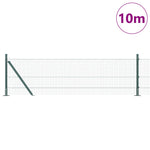 Recinzione in Filo Saldato con 7 Pali Flangiati Verde 0.4x10 m Acciaio