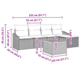 Set di divani da giardino 6 pezzi con cuscini Beige Polyrattan Acacia