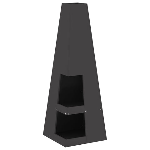 Focolare con stoccaggio per legna Nero 35x35x100 cm Acciaio