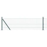 Recinzione in Filo Saldato con 7 Pali Flangiati Verde 0.4x10 m Acciaio