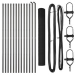 Set di Pali per Recinzione Rivestito in PVC Set di 2 Grigio