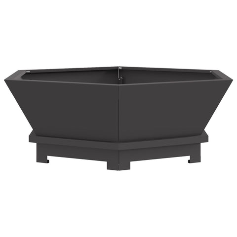Focolare Esagonale Nero 75x75x28 cm Acciaio