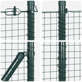 Recinzione in Filo Saldato con 7 Picchetti Verde 1.6x10 m Acciaio