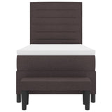Letto Box Spring con Materasso e Panchina Marrone Scuro 90x190 cm Tessuto