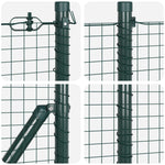 Recinzione in Filo Saldato con 7 Pali Flangiati Verde 0.4x10 m Acciaio