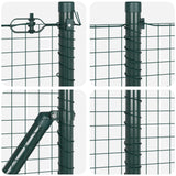 Recinzione in Filo Saldato con 7 Pali Flangiati Verde 0.4x10 m Acciaio