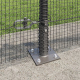 Recinzione in Rete Saldata con 13 Pali Flangiati Grigio 0.6x100 m Acciaio