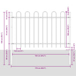 Recinzione da Giardino VidaXL con Parte Superiore ad Arco Bianca 11,9x1 m in Acciaio