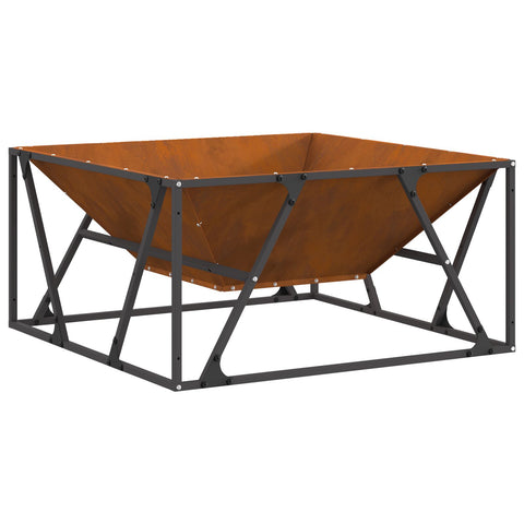 Focolare Quadrato 80x80x40 cm in Acciaio Invecchiato