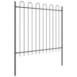 Recinzione da Giardino con Parte Superiore ad Arco Grigia 13,6x1,5 m in Acciaio