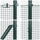 Recinzione in Rete Saldato con 7 Pali a Punta Verde 1.6x10 m Acciaio