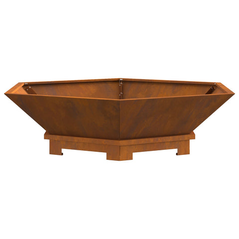 Focolare Esagonale 100x100x28 cm in Acciaio Invecchiato