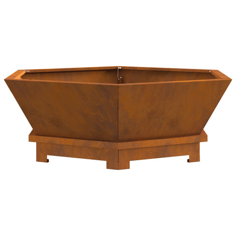 Focolare Esagonale 75x75x28 cm Acciaio Invecchiato