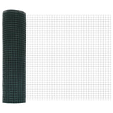 Recinzione in Filo Saldato con 7 Pali Flangiati Verde 0.4x10 m Acciaio