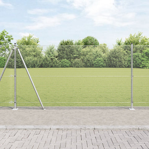 Recinzione in Filo Saldato con 7 Pali Flangiati 1,2x10 m Acciaio Zincato