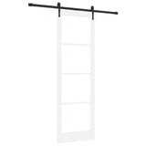 Porta Scorrevole con Set di Hardware Bianca 78x232 cm Legno Massello di Pino, Porta Interna con Vetro 'ORKDAL'Bianca 78x232x4 cm