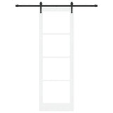 Porta Scorrevole con Set di Hardware Bianca 78x232 cm Legno Massello di Pino, Porta Interna con Vetro 'ORKDAL'Bianca 78x232x4 cm