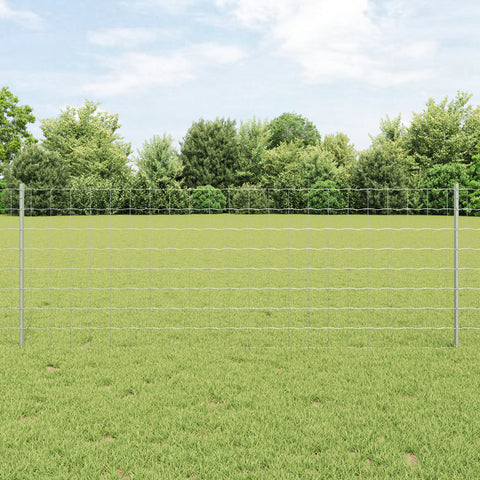 Recinzione Euro con 11 Pali U Argento 0,8x25 m Acciaio