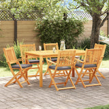 Sedia da Giardino Pieghevole con Cuscino Grigio 6pz in Legno Massello di Acacia