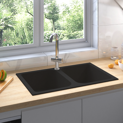 Lavello da cucina in granito nero 760x480x184 mm -