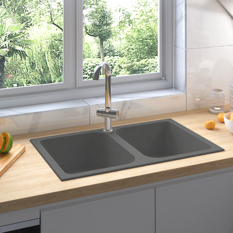 Lavello da cucina grigio 760x480x184 mm granito