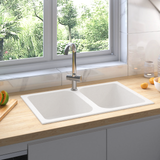 Lavello da cucina Bianco 76 x 48 x 30 cm Quarzo e Resina