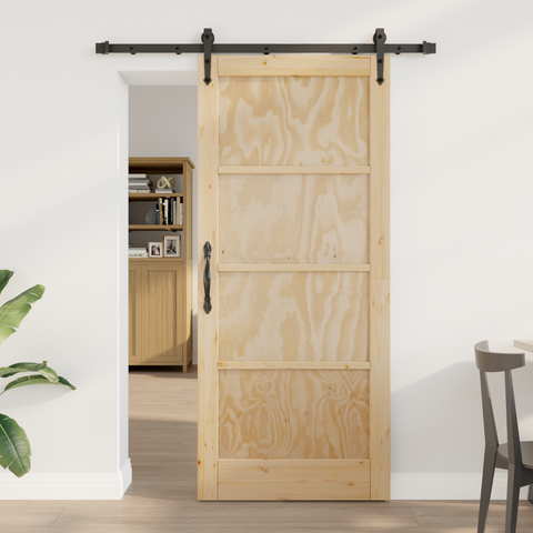 Porta Scorrevole con Set di Hardware 'ORKDAL'in Legno Massello di Pino