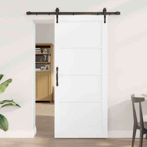 Porta scorrevole con set di accessori 'ORKDAL'legno massello bianco pino, Porta interna 'ORKDAL'bianca 86x198.5x4 cm in legno massello pino